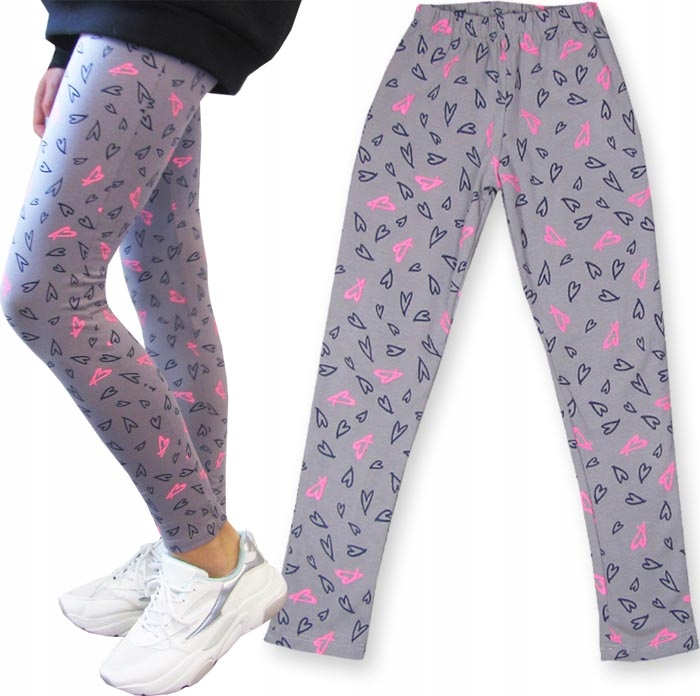 

158 Legginsy getry długie bawełniane neonowe Serca