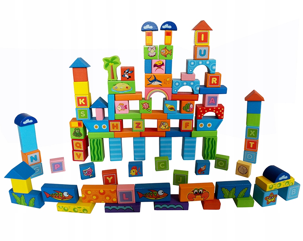 

Edukacyjne Drewniane Klocki Ocean 100 elementów