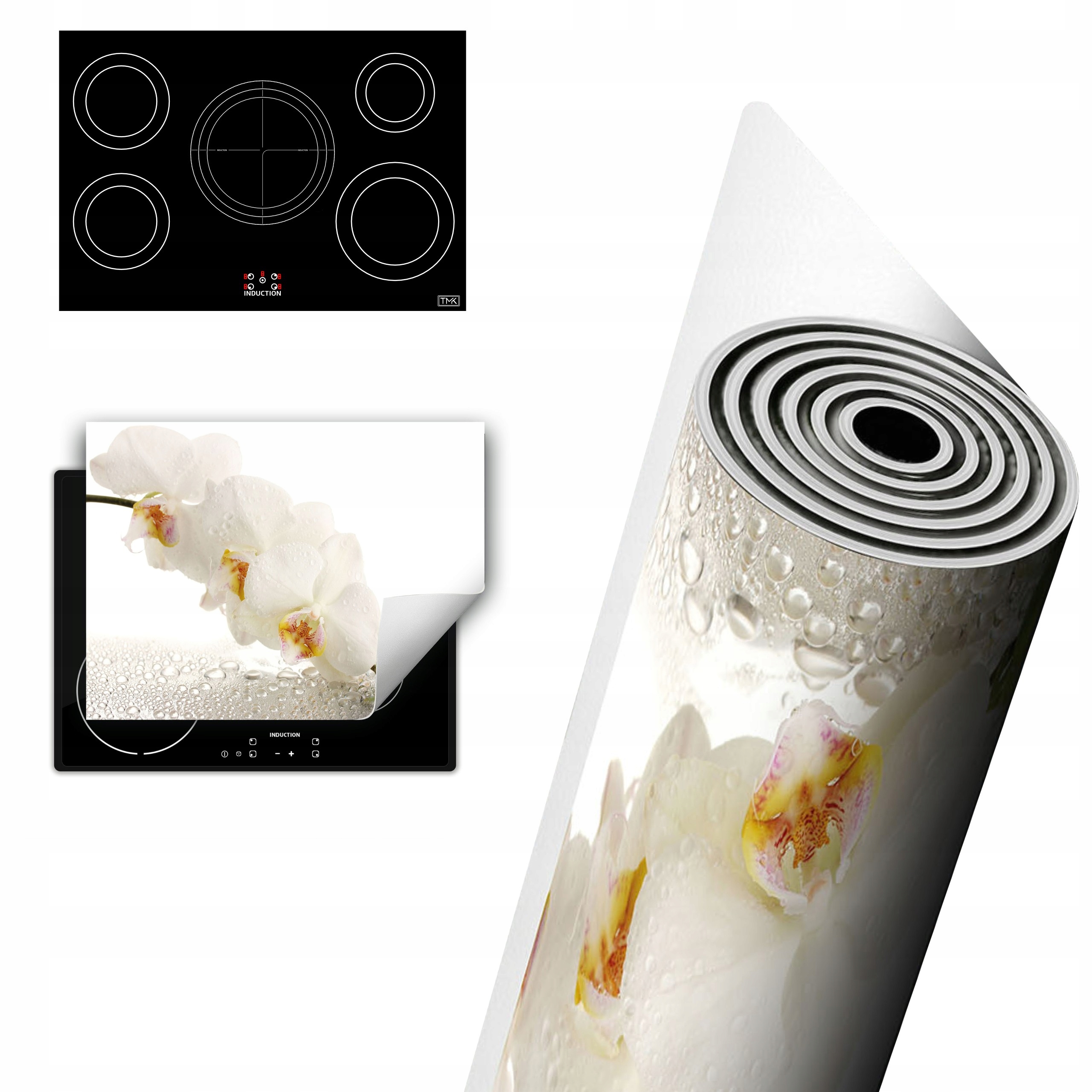 Vinylová Ochrana Na Indukci Deska 80x52 bílá orchidej