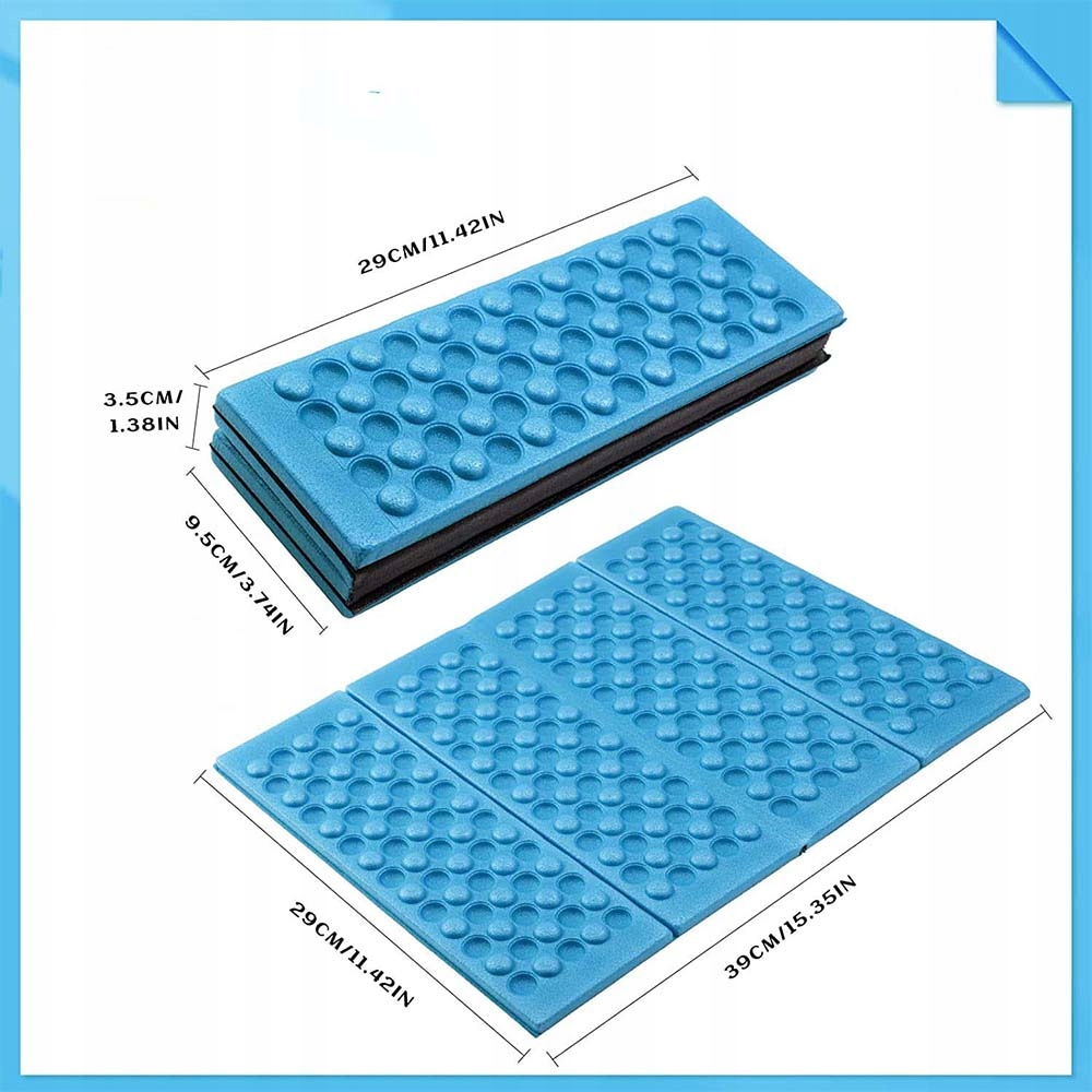 MATA PIANKOWA SKŁADANA TURYSTYCZNA KARIMATA DO SIEDZENIA TERMICZNA W GÓRY Kolor dominujący odcienie niebieskiego