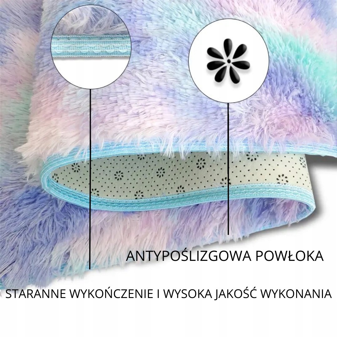 DYWAN SHAGGY KOLOROWY TĘCZOWY MOTYW MIĘKKI PUSZYSTY MIŁY W DOTYKU 140x200 Kod producenta DYWD_34 140X200