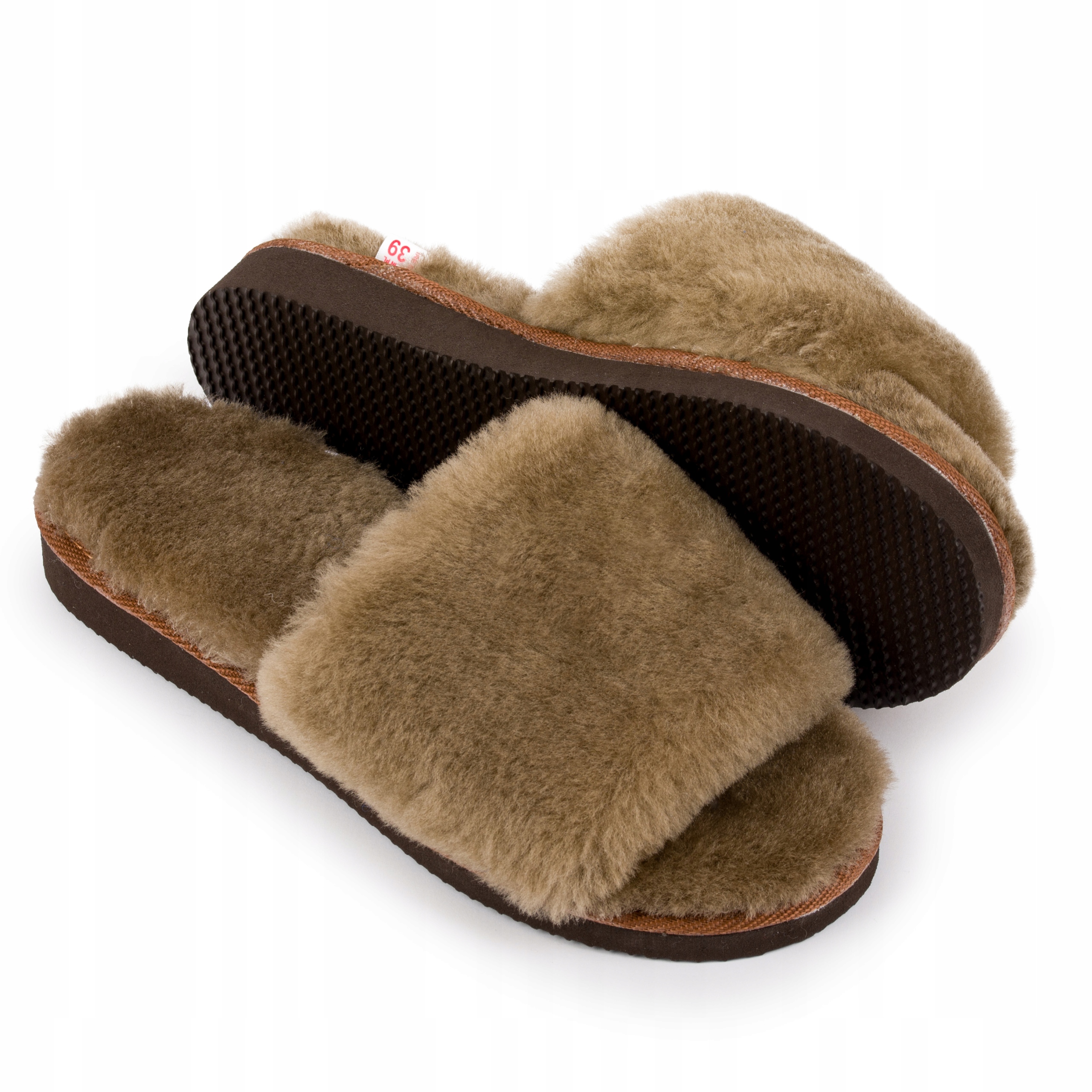 Dámské kožešinové Pantofle z nadýchané přírodní vlny, vel. 41