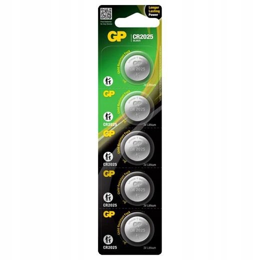 

5 x Bateria Litowa Gp CR2025 Guzikowa 3V