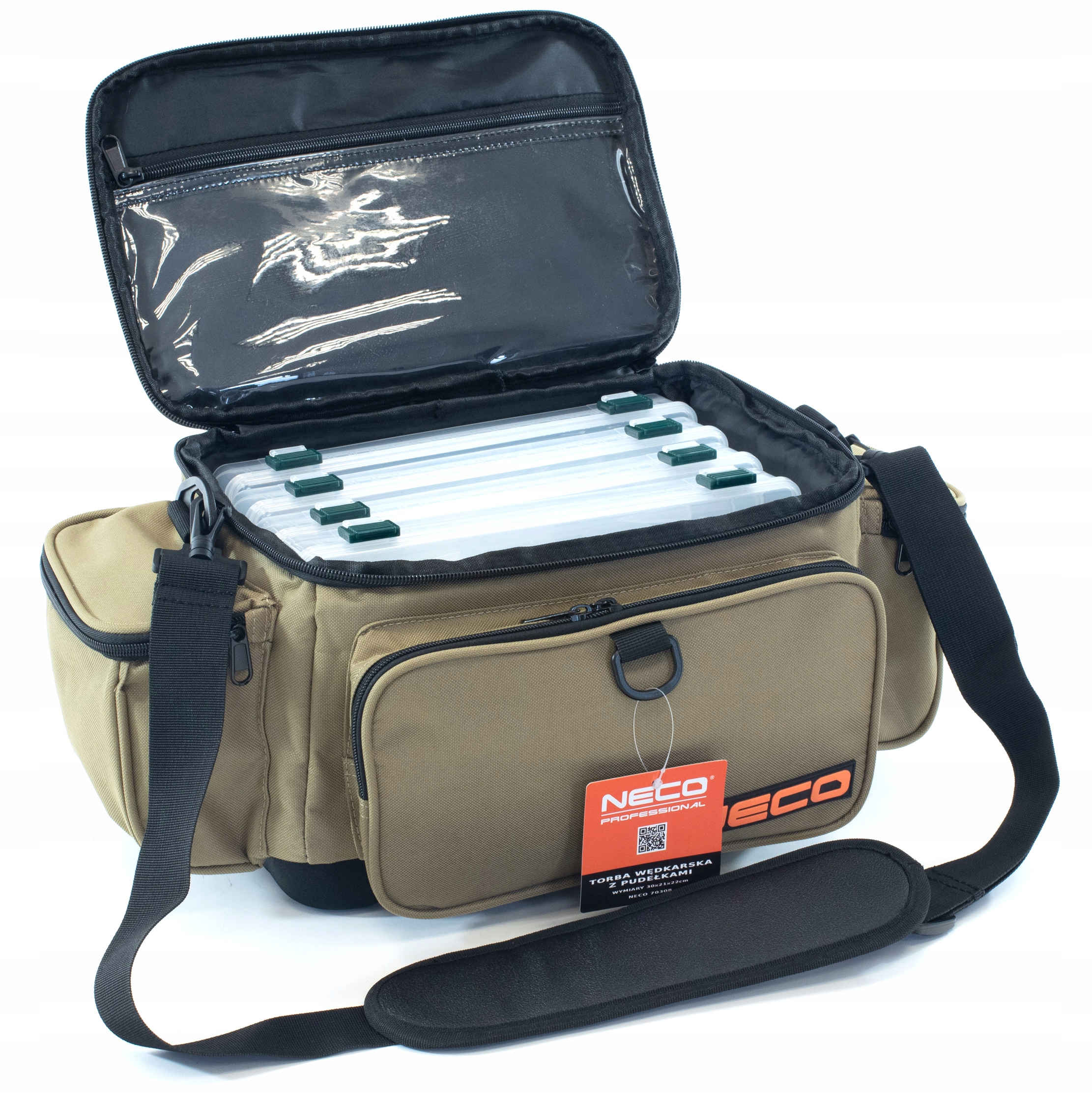 Torba Wędkarska 4 Pudełka Sztywne Dno 22X46X25CM