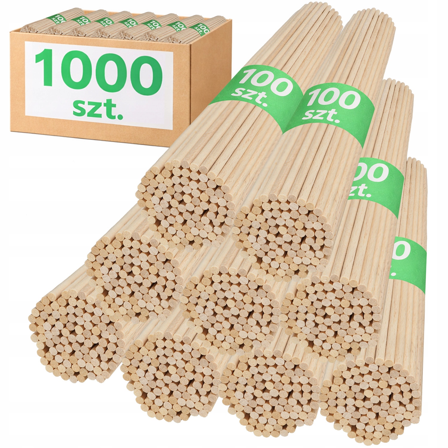 Hrubé tyčinky na cukrovou vatu Bukové tyčinky Kulaté 30 cm 1000 ks