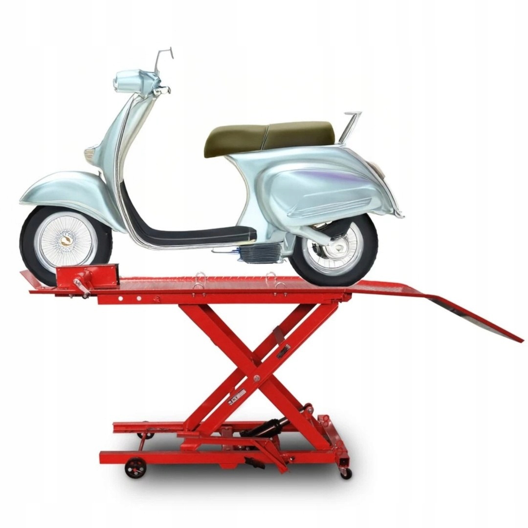 Hydraulický nožnicový zdvihák pre motocykle 360 kg 210-780 mm s rampou
