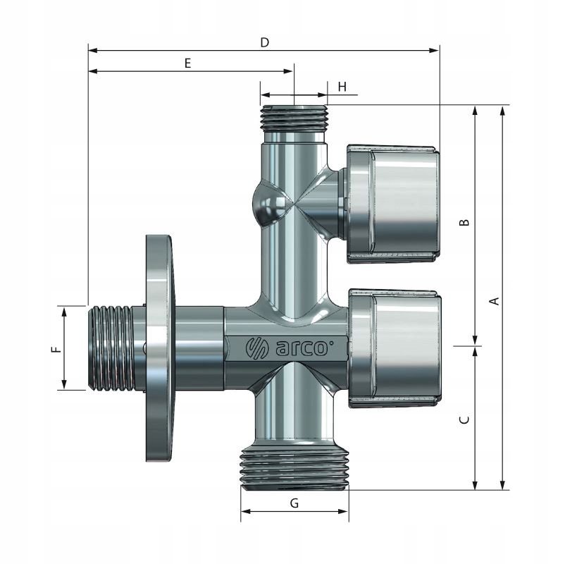 ZAWÓR DO PRALKI ZMYWARKI KOMBINOWANY 1/2x3/4x3/8 Rodzaj kątowy