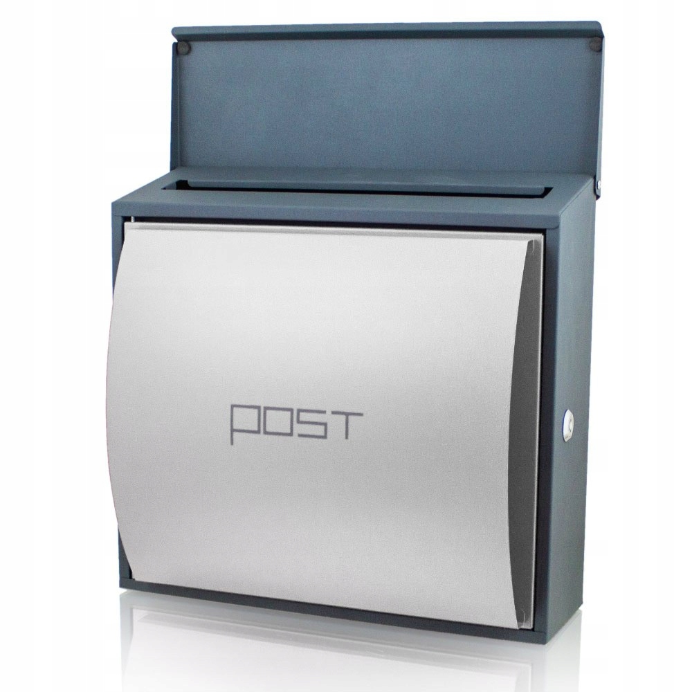 Ciemnoszara skrzynka z uchwytem na gazety pocztowa Wysokość produktu 33 cm