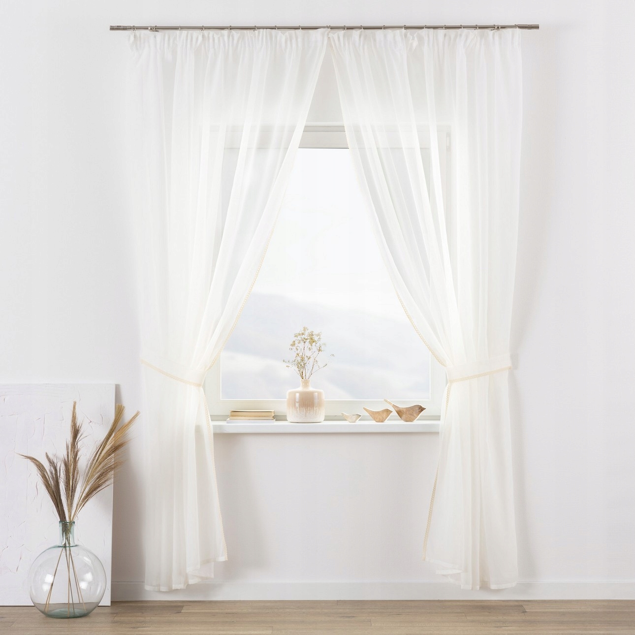 Dekoria Záclony s krajkou Lily 2 ks dlouhé ecru