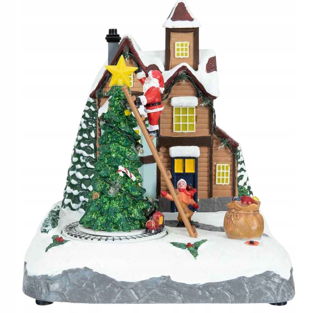 MAGIC VILLAGE ŚWIĄTECZNA WIOSKA MIKOŁAJ NA WYCIĄGU POCIĄG DEKORACJA RUCHOMA Marka inna