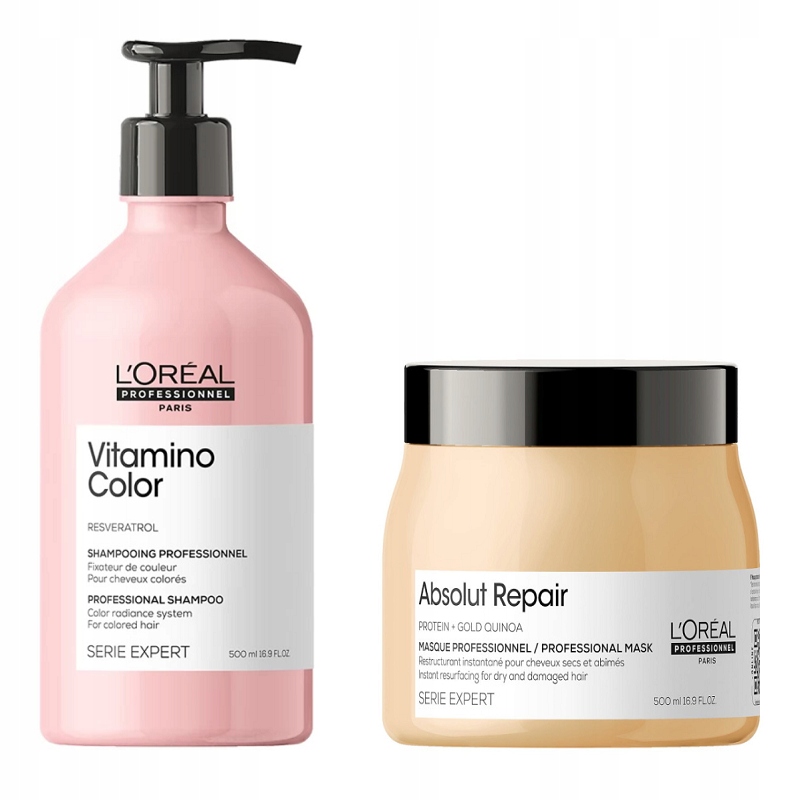 Loreal Vitamino Color šampon 500 ml Absolut Repair maska 500 ml sada