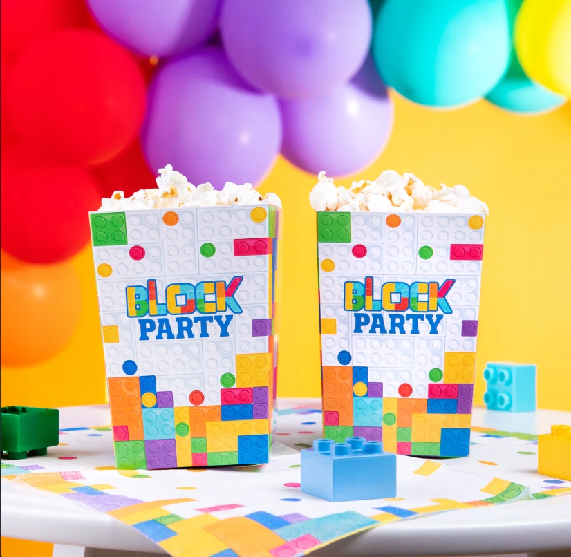 Pudełka na popcorn KLOCKI lego KOLOROWE 6szt Kod producenta 129432
