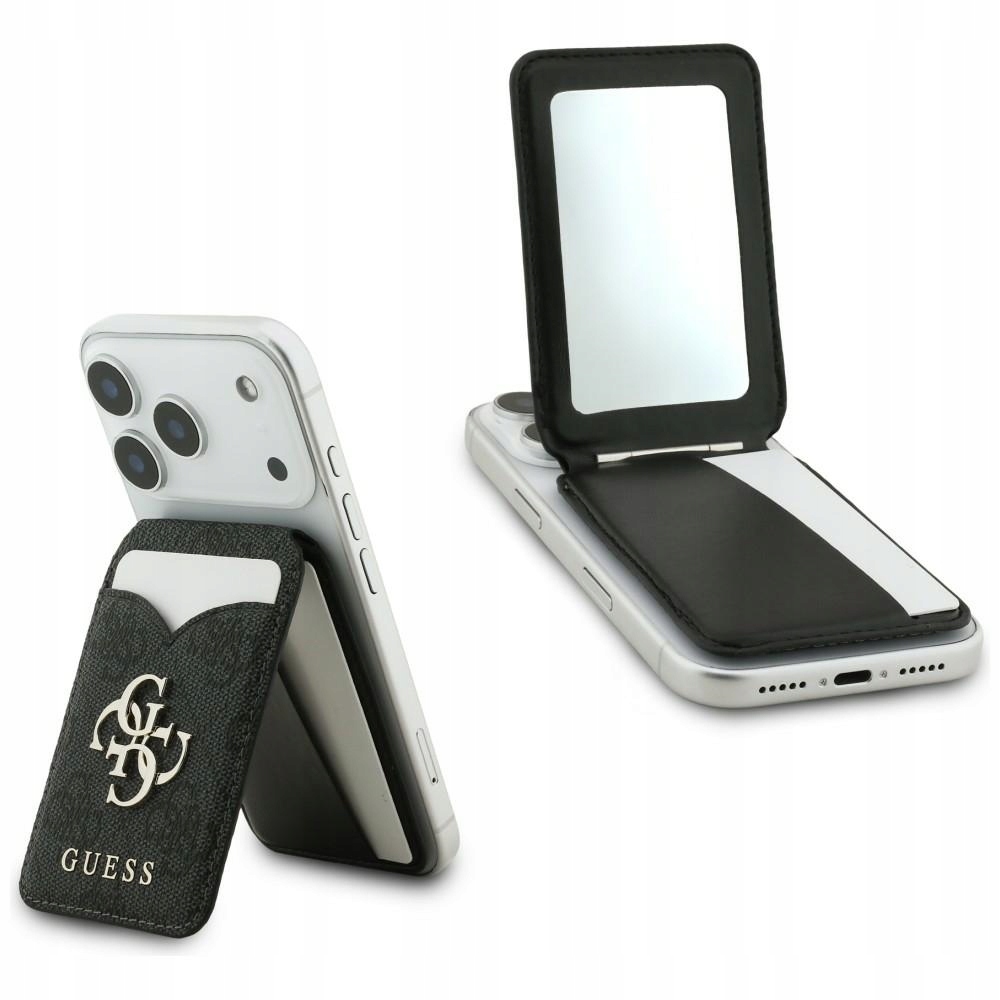 Peněženka s zrcátkem Guess 4G Stand Mirror, černá pouzdro na karty, vertikální