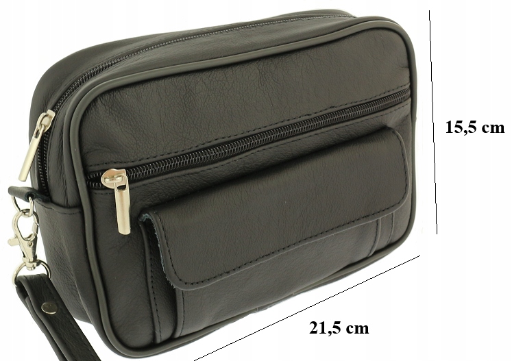 Skórzana SASZETKA męska POLSKA FIRMA SKÓRA 100% Kolor czarny