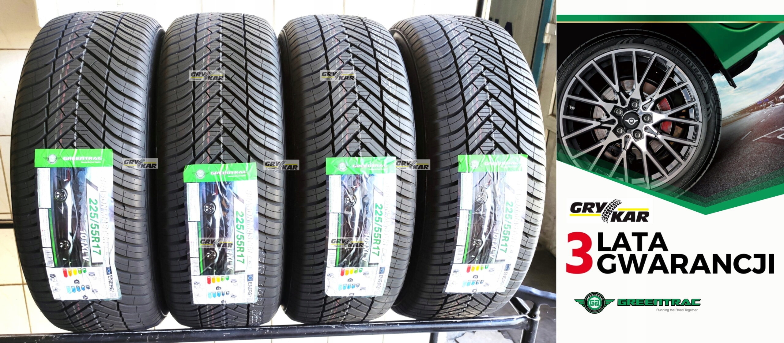 4x 225/55R17 Greentrac Season Master 2026r C/B/71dB 3 lata gwar.