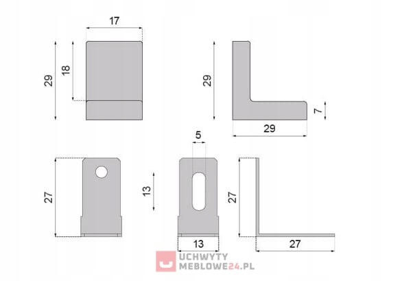 KĄTOWNIK MEBLOWY 4 szt. OLCHA + WKRĘTY Marka inna
