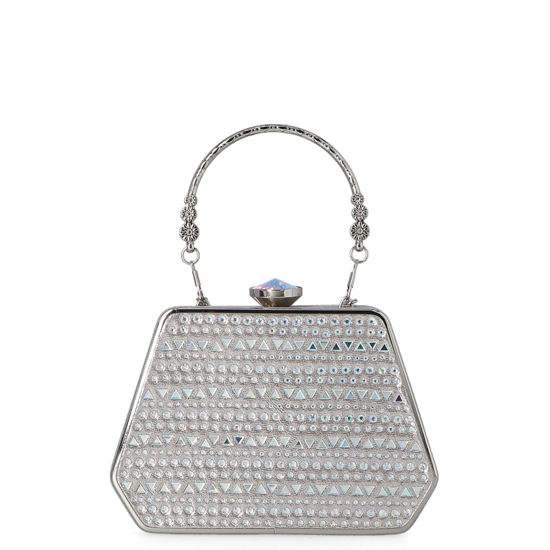 Torebka z kryształkami - MENBUR 85060 SREBRNA Styl wizytowy