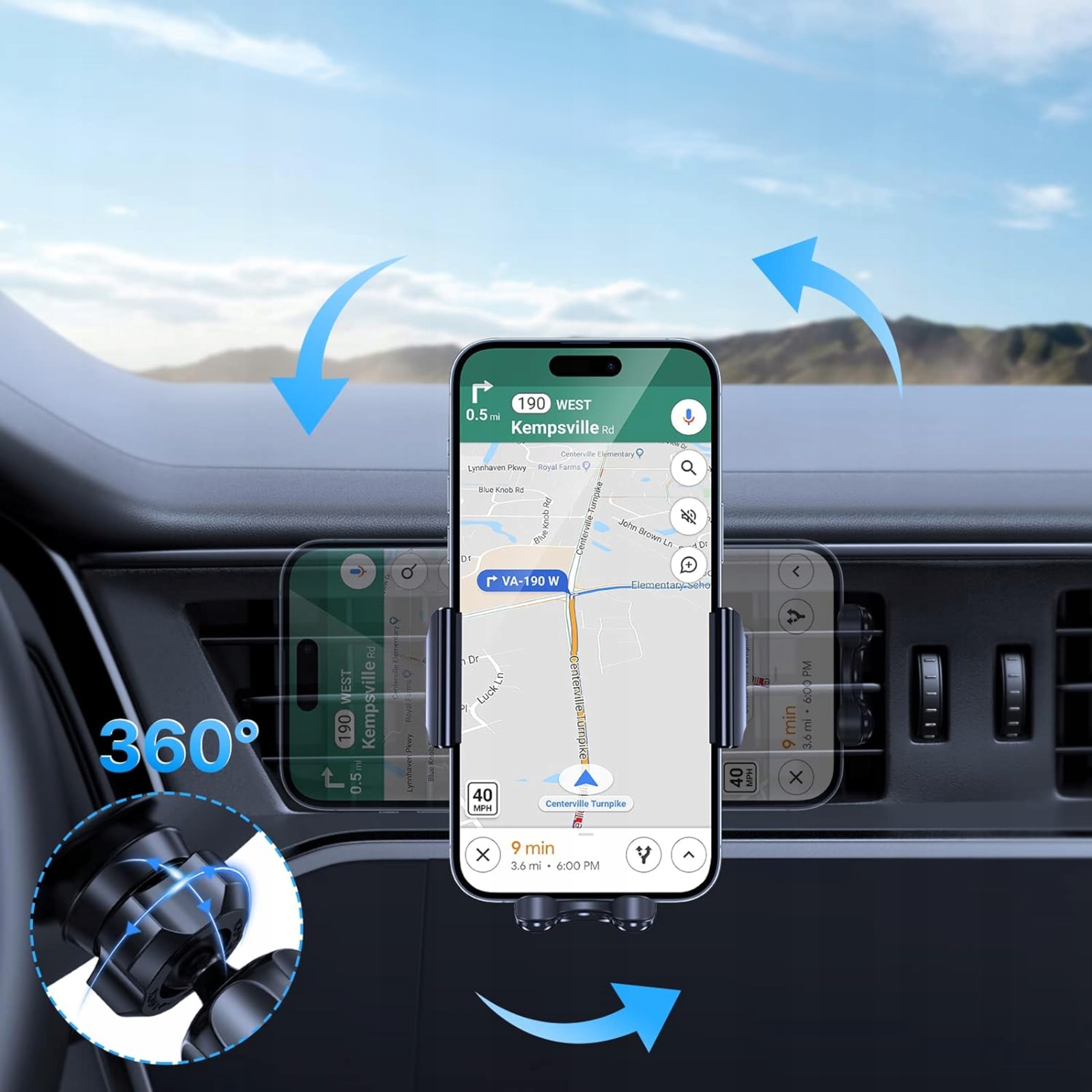 UCHWYT DO SAMOCHODU NA TELEFON SZYBĘ DESKĘ KOKPIT SAMOCHODOWY OBROTOW MOCNY Marka Inna