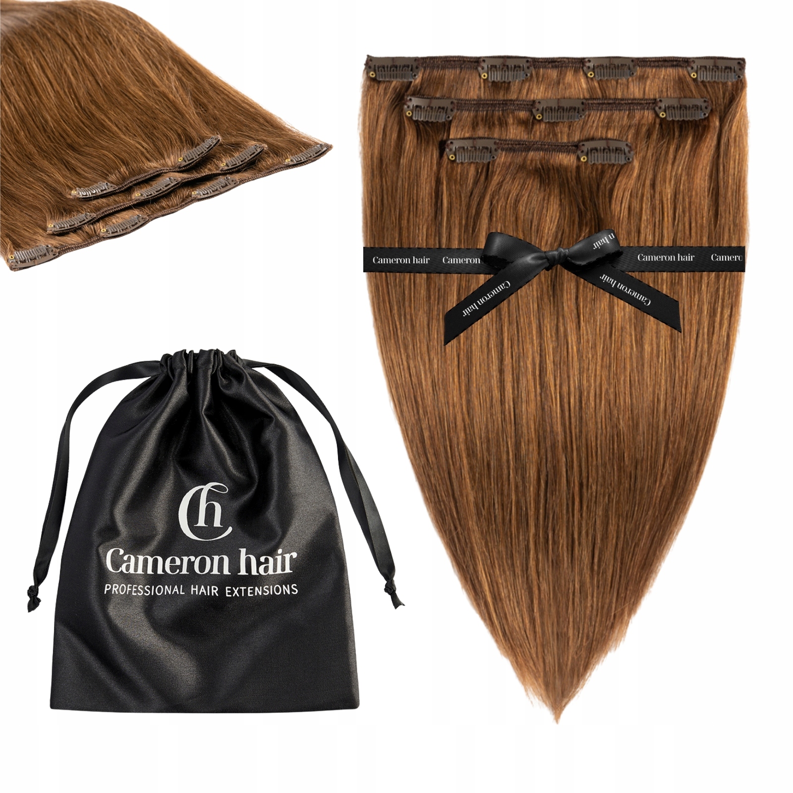 Włosy naturalne Clip In 30 cm 3 taśmy 50 gramów #6 Złoty brąz