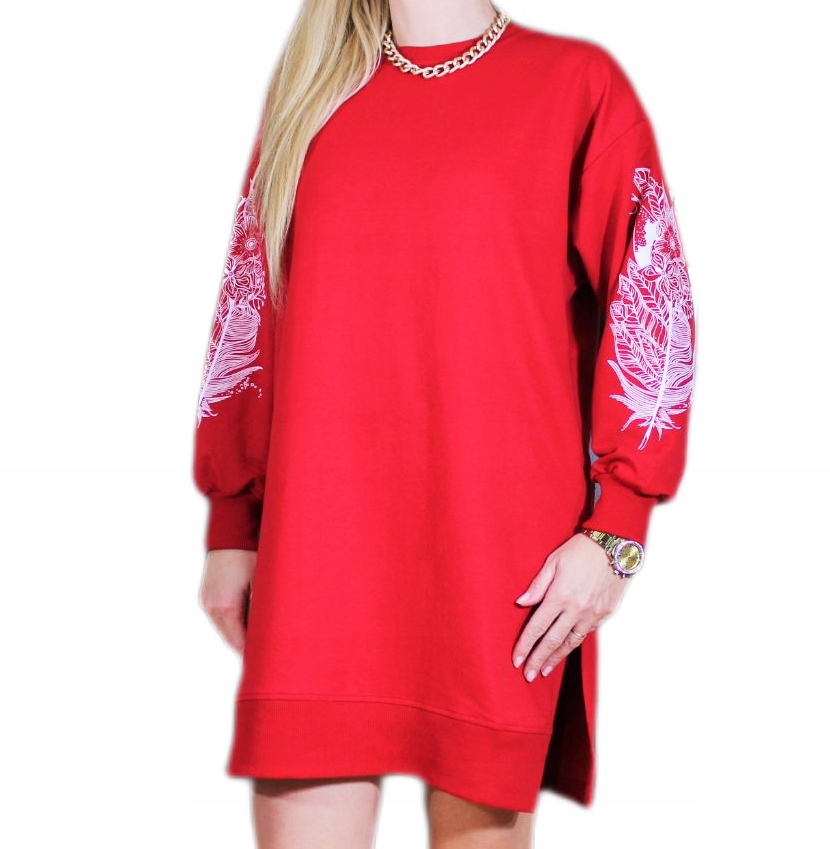 

Bluza Tunika Nadruk Oversize Moda Damska Luźna