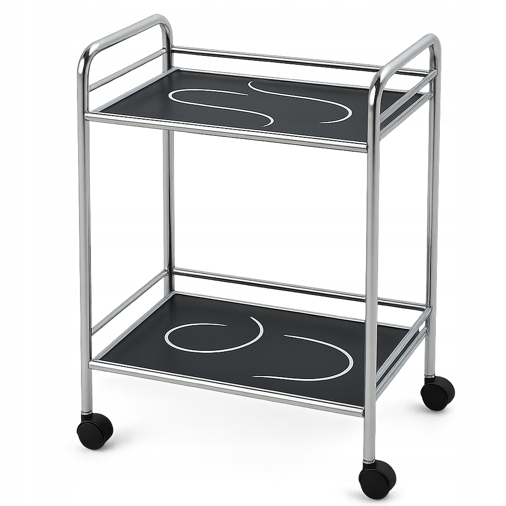 Regál – ostrov na kolečkách se skleněnými policemi