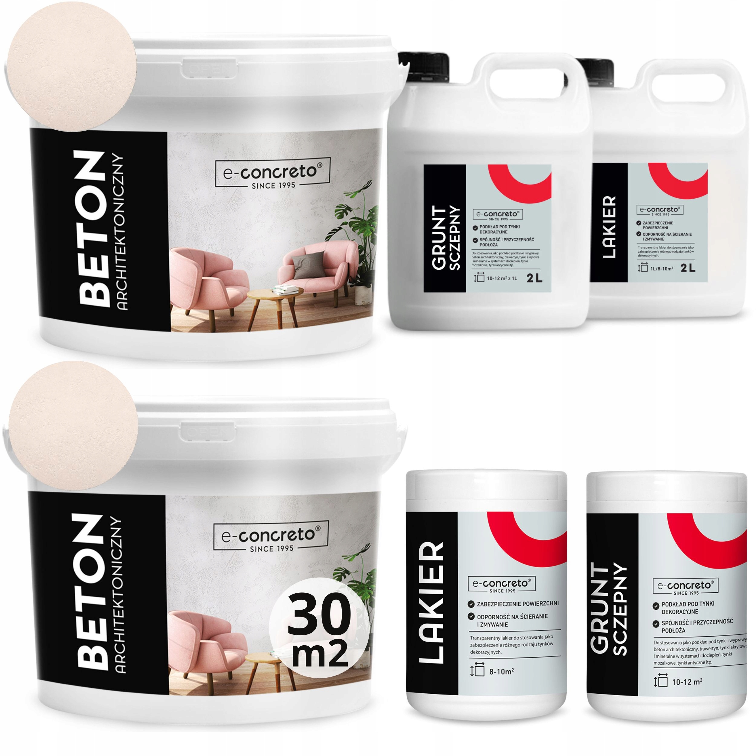 Betónová sada 30 m2 Piškótová Základný Náter+betón+lakier