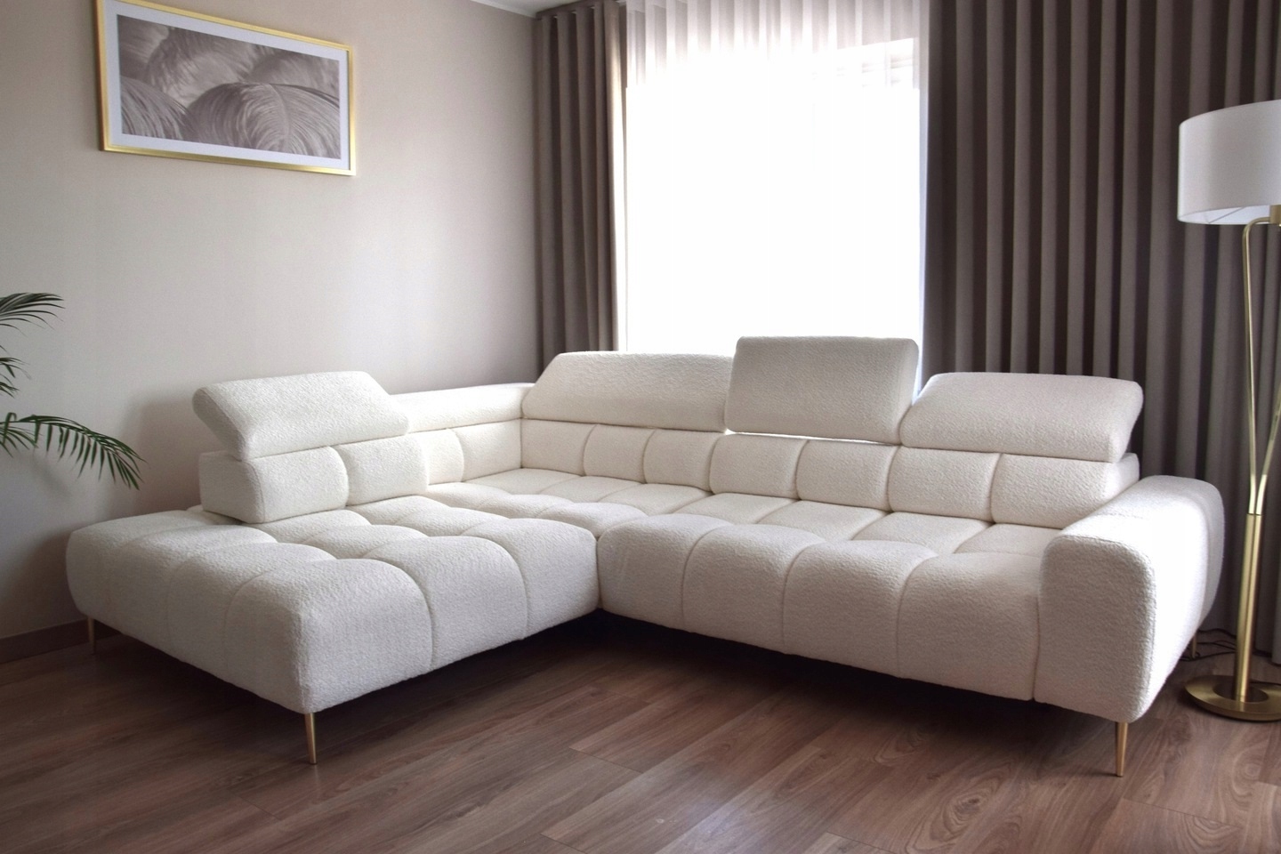 Moderní Rohová Sedací Souprava Plaza L Wersal, tkanina Boucle