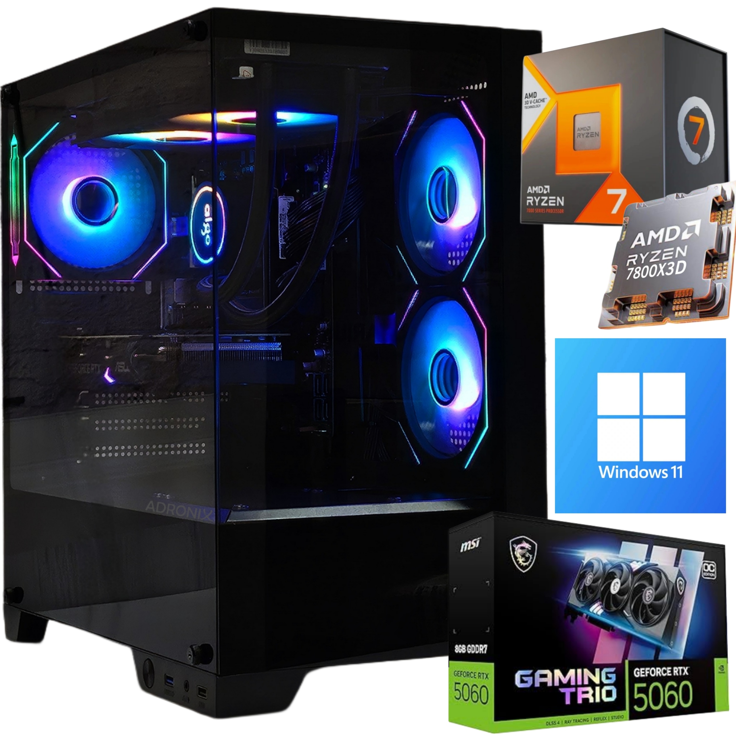 Herní Sada Neon Rift R7 7800X3D/32GB/RTX5060/1TB M.2 SSD/W11