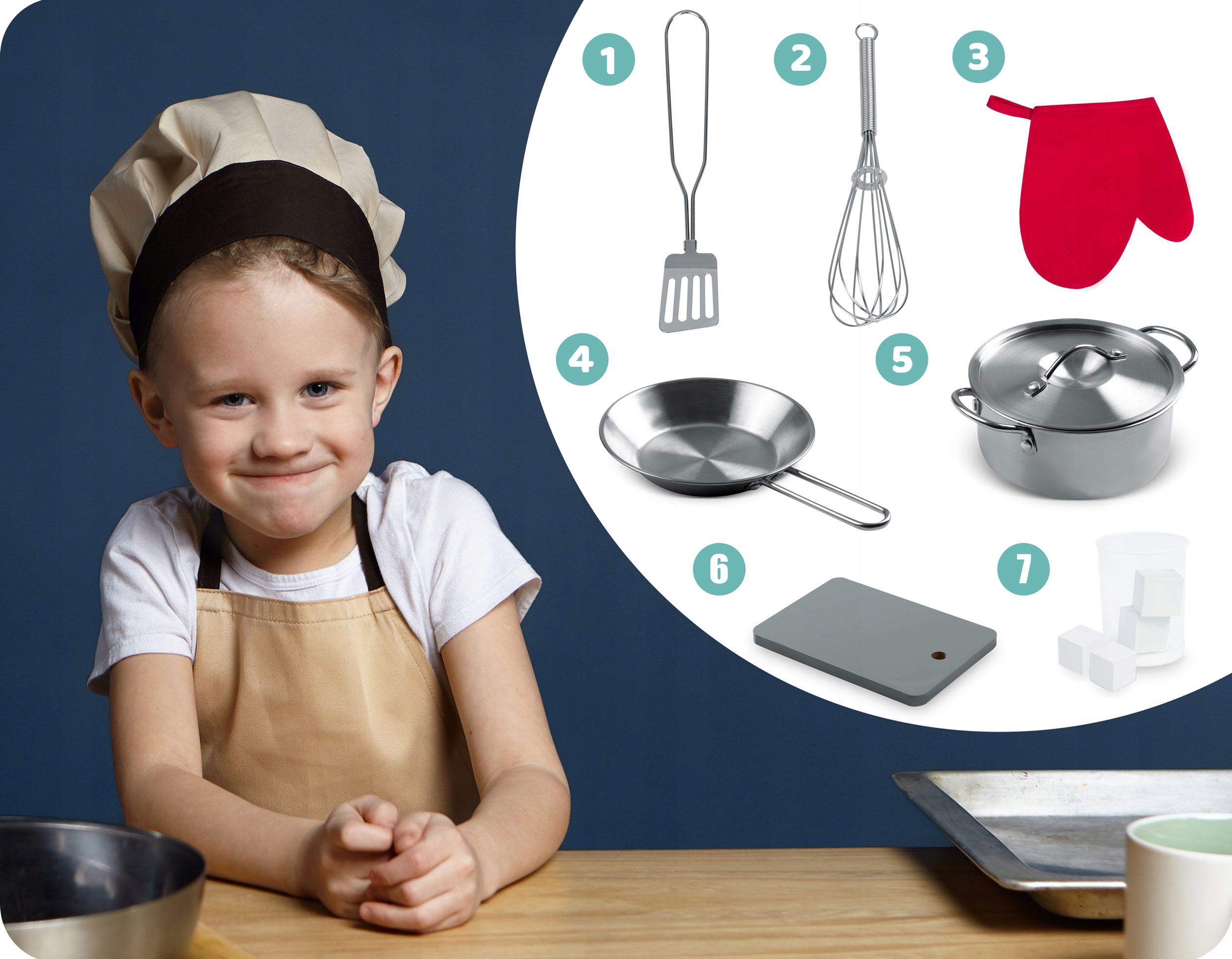 DUŻA DREWNIANA KUCHNIA DLA DZIECI GARNKI ŚWIATŁO Marka RicoKids