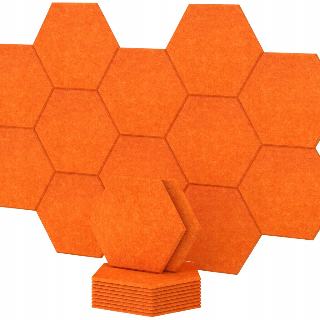 Akustická Pěna Na Zeď 12 Ks, Zvukově Izolační Panel Hex Oranžový
