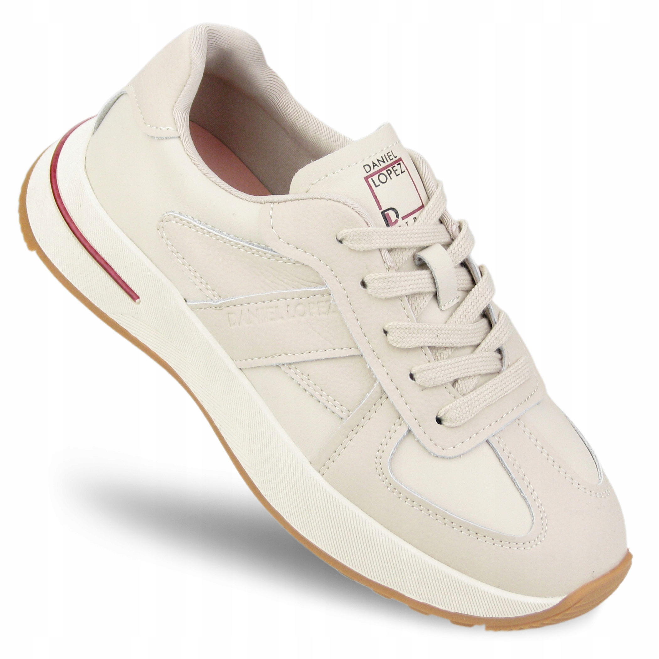 Buty sportowe damskie Daniel Lopez skórzane Sneakersy beżowe SS2D4043 38