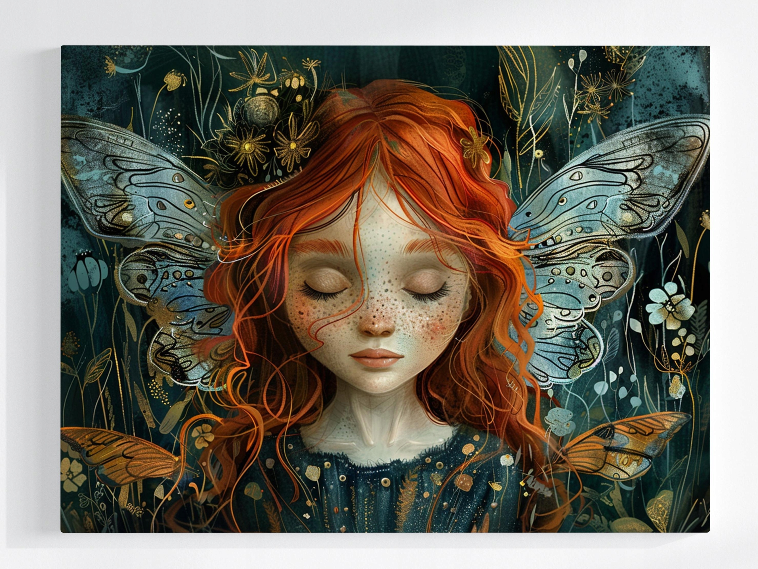 Plakát Rudá Víla Kouzelná Zahrada Motýli Květiny 100x75