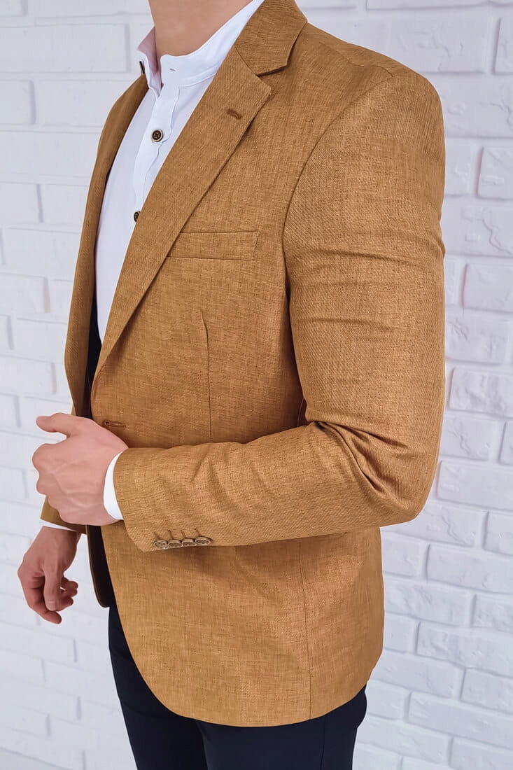 Marynarka meska karmelowa casual stylovy 3791 - 48 Płeć mężczyzna