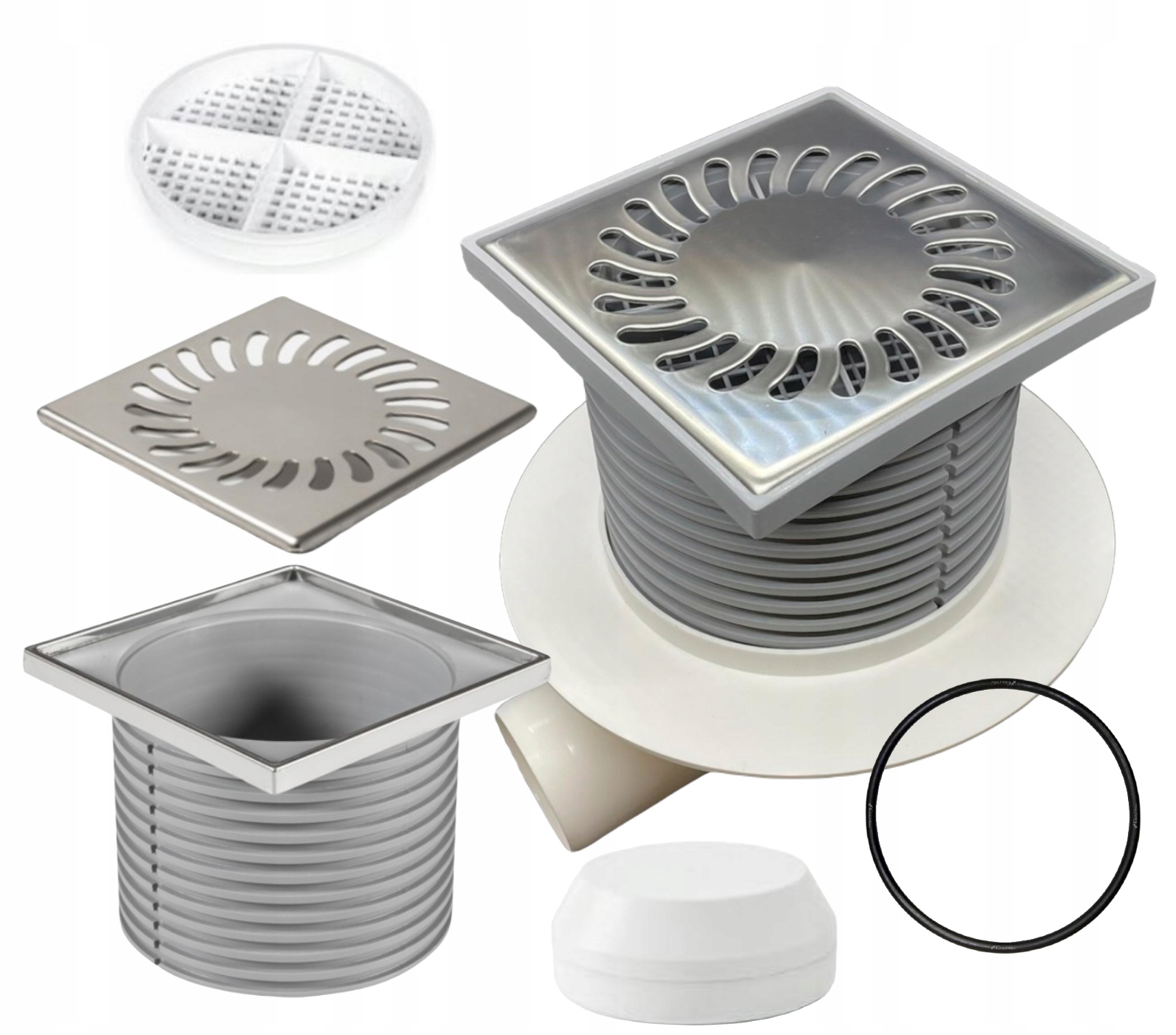 KRATKA ŚCIEKOWA Z SYFONEM 50 Kratka Odpływowa 12x12 SUCHY SYFON ANTYZAPACH