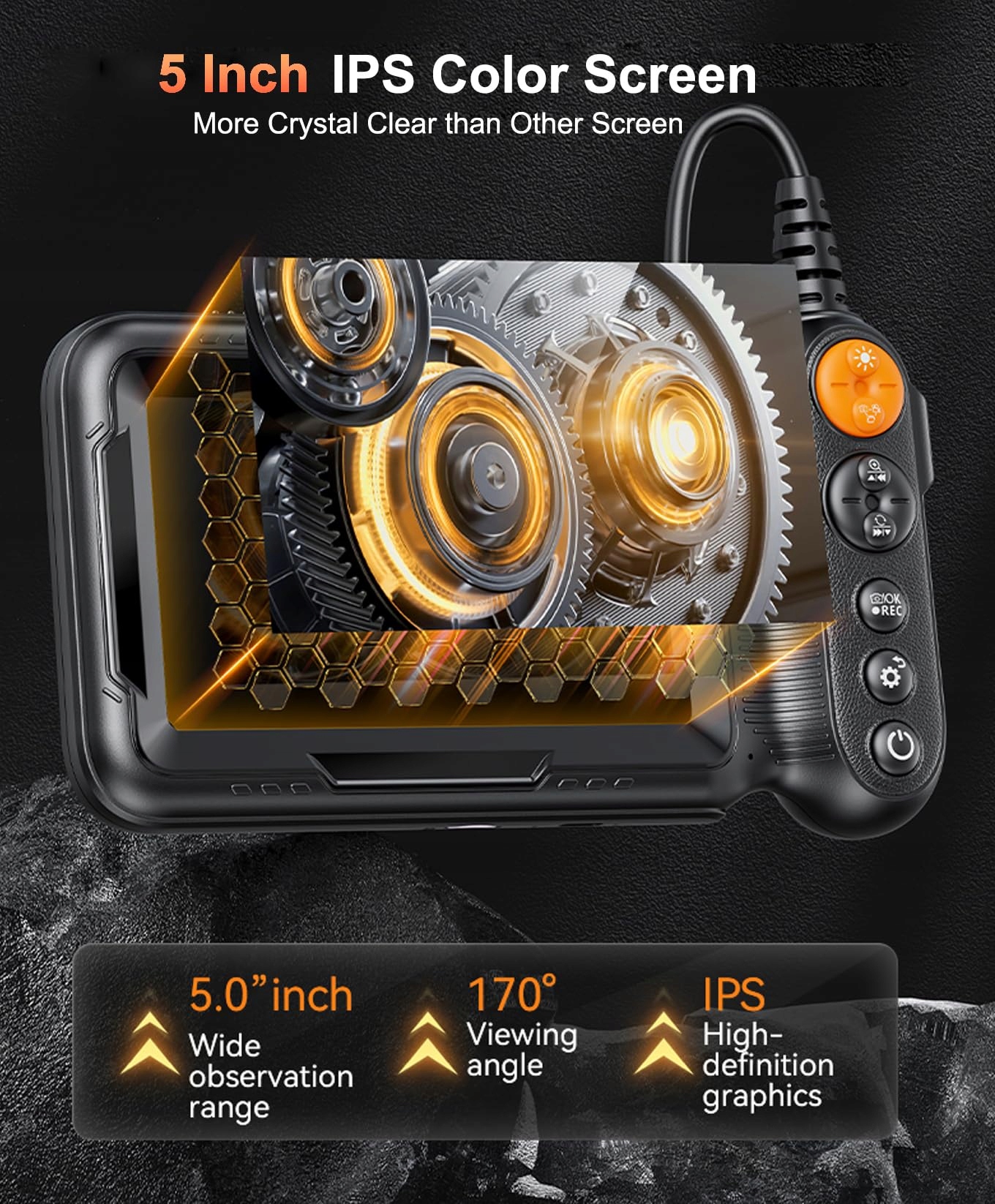 DUAL LENS Endoskopkamera 10m 5 Calowy Ekran 1080P HD Inspekcja Wodoodporna — miniatura 2