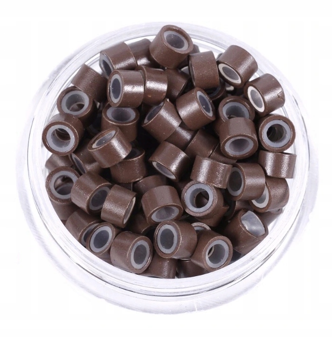 W1 Microringi Mikro Ringi BRĄZ M 100szt Kolor włosów ciemny brąz