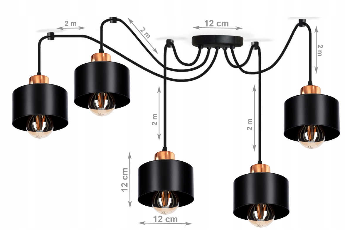 LAMPA WISZĄCA LOFT 5 PAJĄK VINTAGE LED ŻYRANDOL Zasilanie sieciowe