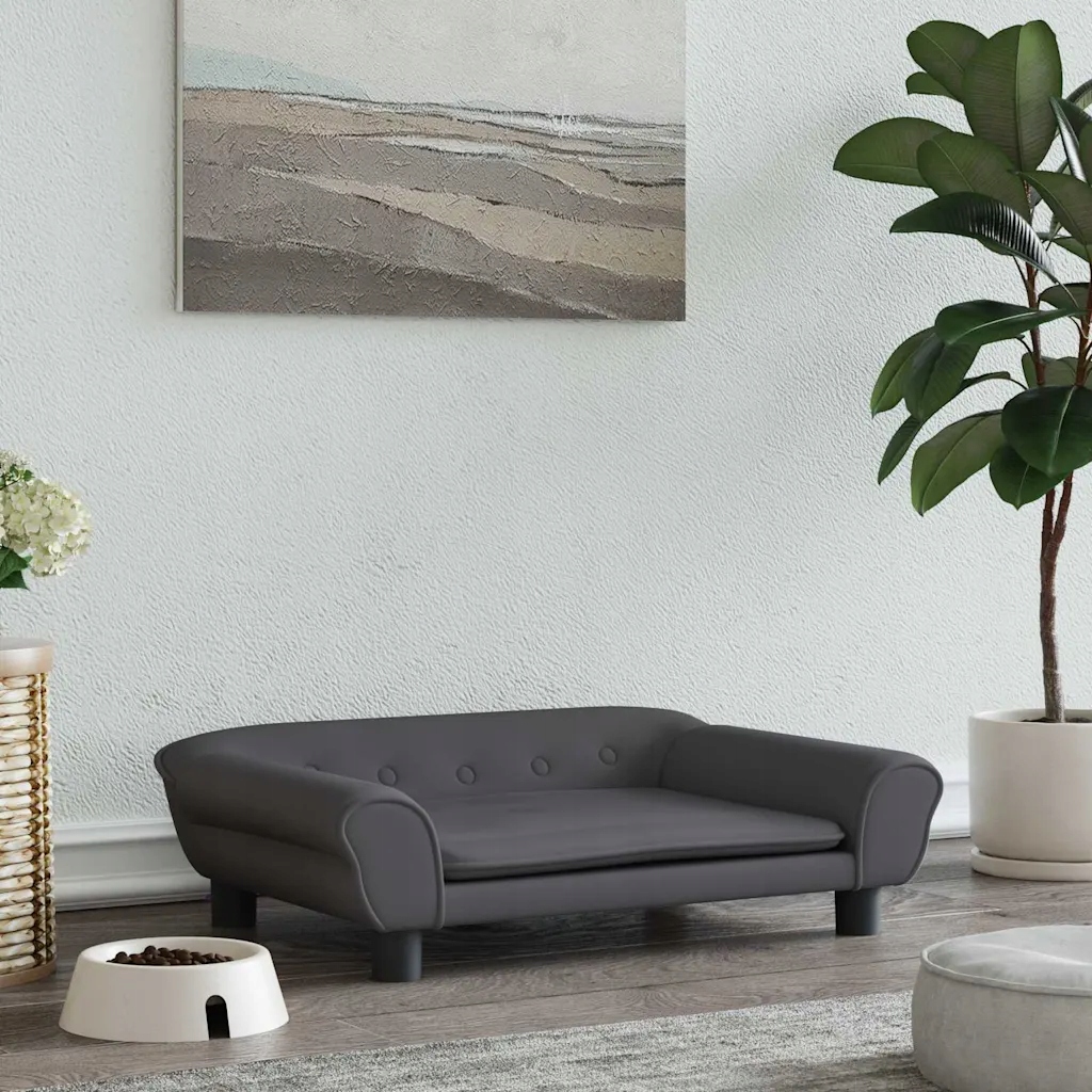 Pelíšek pro psa, tmavě šedý, 70x48x22 cm, sametový