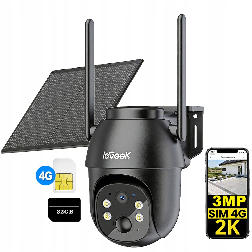 venkovní kamera 3MPX 4G Lte venkovní otočná 4xZoom Ptz s 32 Gb kartou