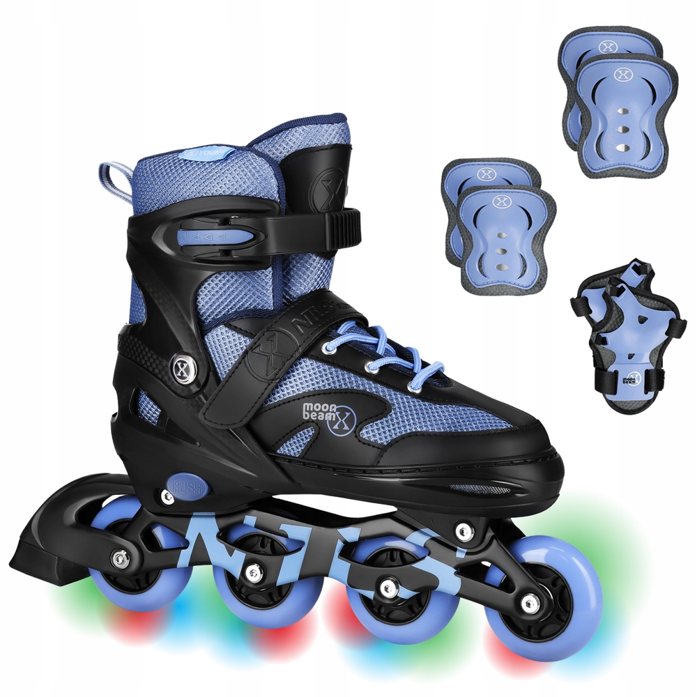 Kolečkové Brusle Regulovatelné Rekreační Kaučukové Led kolečka Sada chráničů Nils