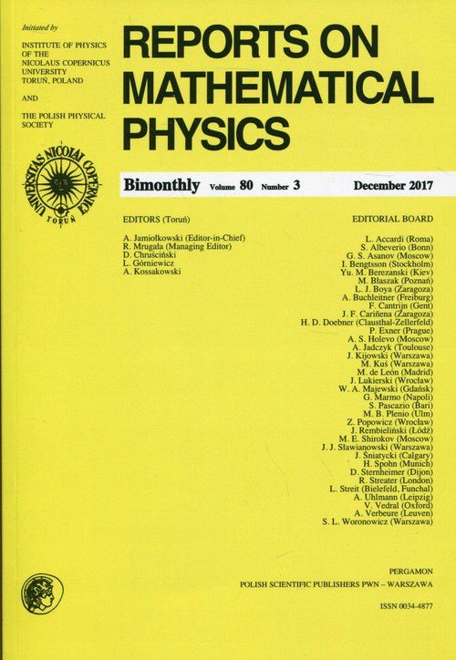 REPORTS ON MATHEMATICAL PHYSICS 80/3 2017 PERGAMON [KSIĄŻKA]