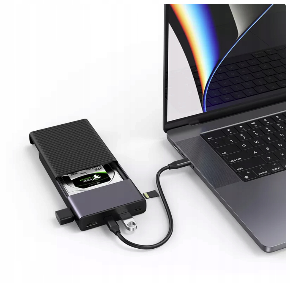HUB USB-C 4x USB SD/TF Obudowa na Dysk