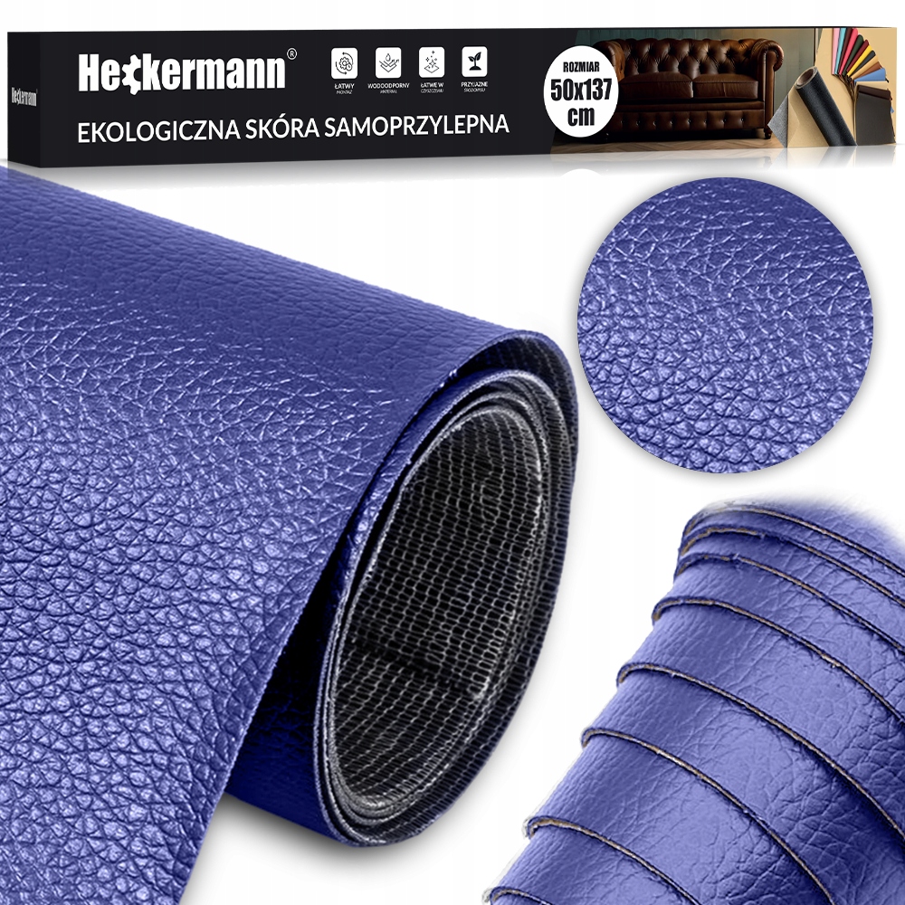 Kůže Samolepicí Eko Kůže Skaj Tmavě Modrá Silné Lepidlo 560g/m2 50x137cm
