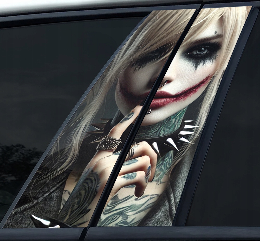 1x Naklejka na Słupki drzwi Auta Samochodu Dziewczyna Emo Uśmiech 50x30