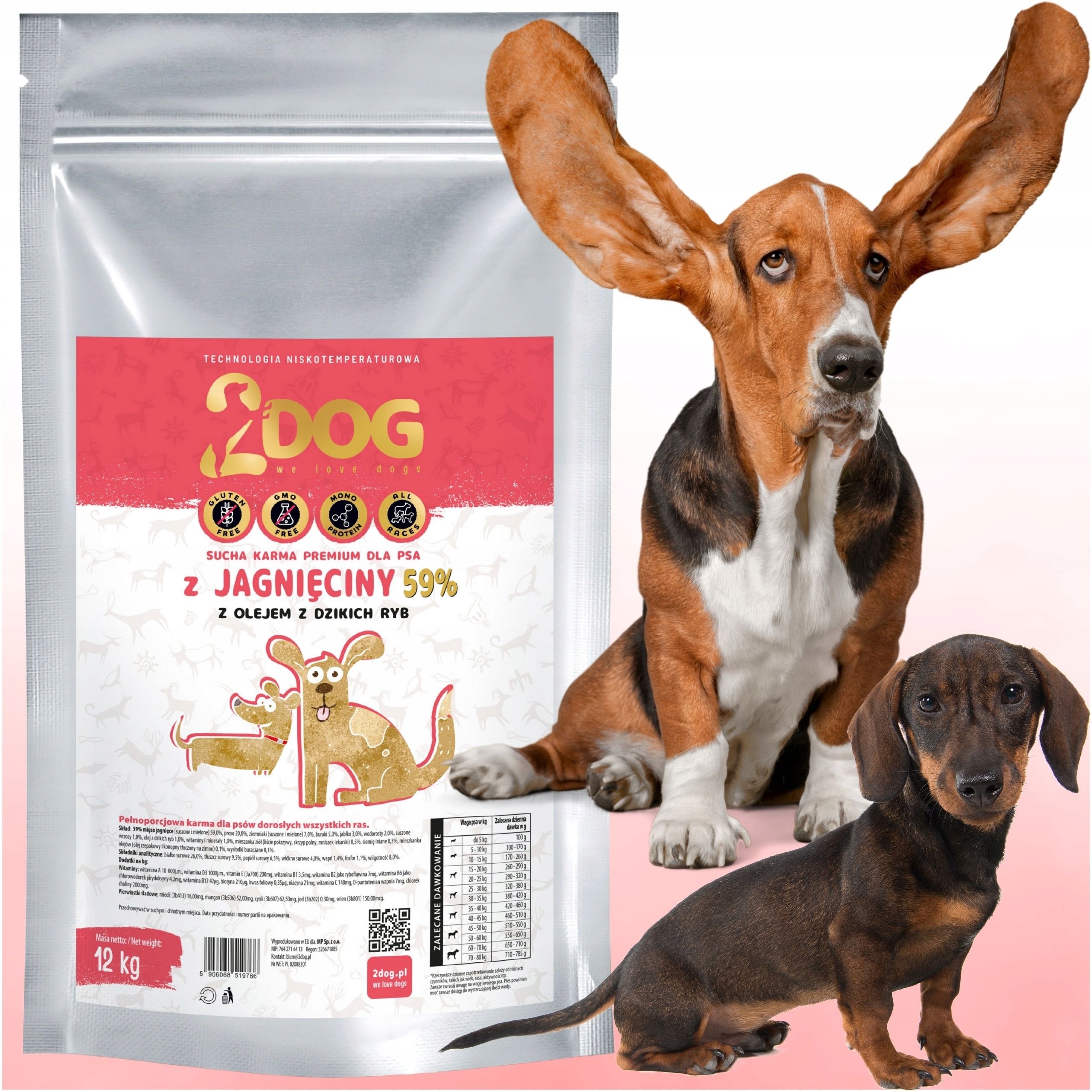 Levně Suché Krmivo Pro Psa 2 Dog Jehněčí 12kg Studené Hypoalergenní Mono