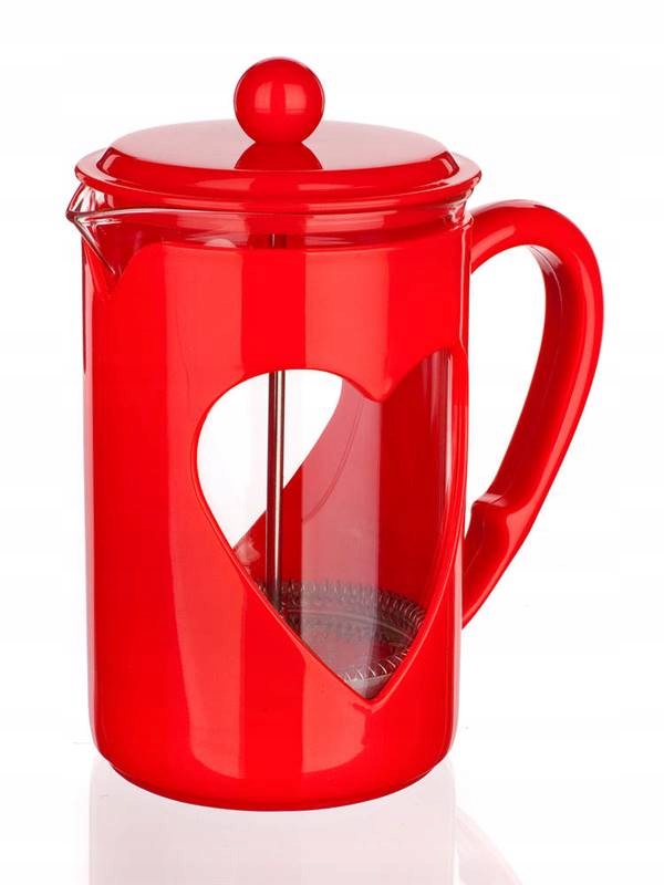 DZBANEK IMBRYK ZAPARZACZ do kawy herbaty ziół CZERWONY SERCE 0,8 L PREZENT