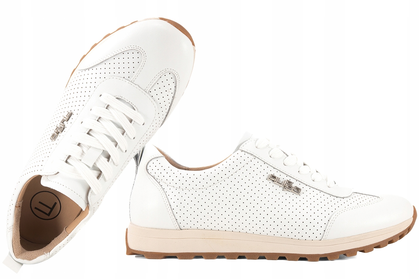 Filippo DP7557 Dámské Kožené Polobotky Sportovní Tenisky, bílé, bílá, 41