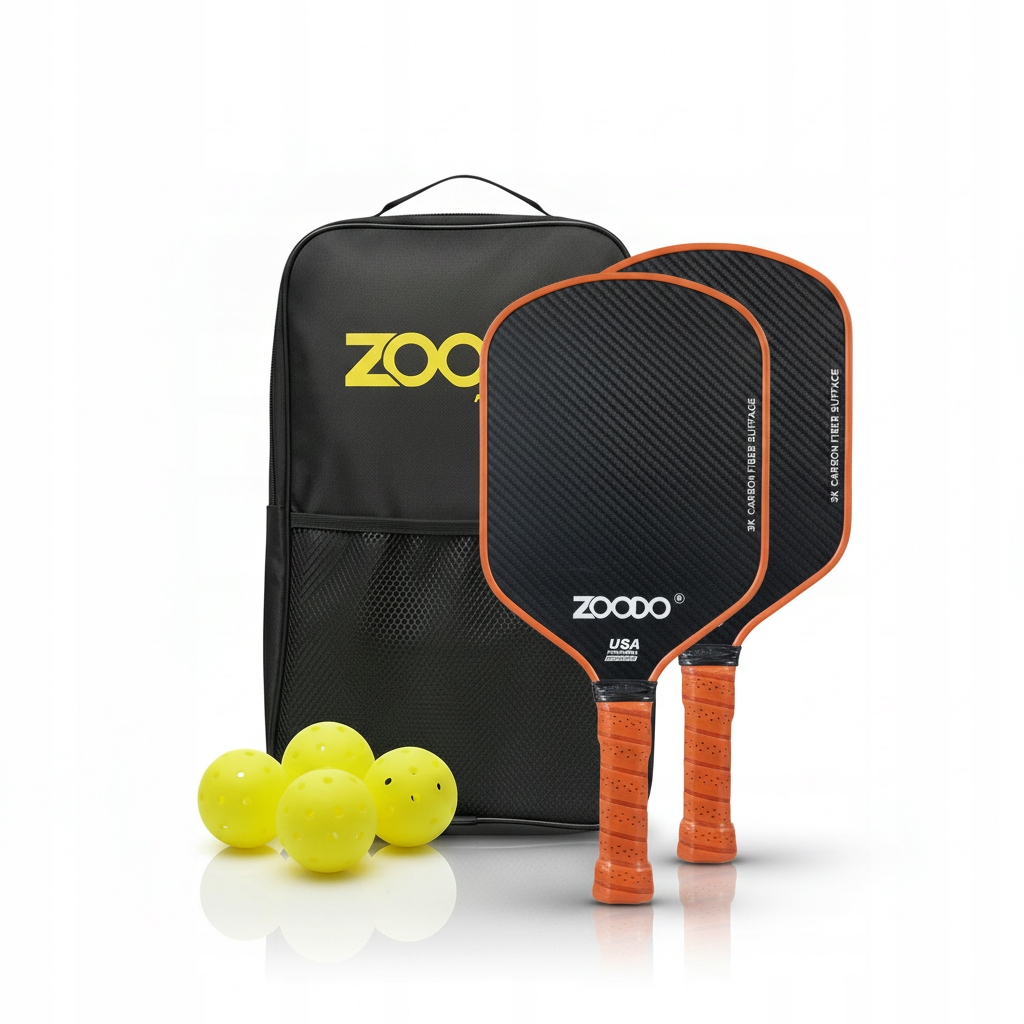 Rakety pro Pickleball Zoodo P6 3K carbon fiber Orange 4 míčky Usapa