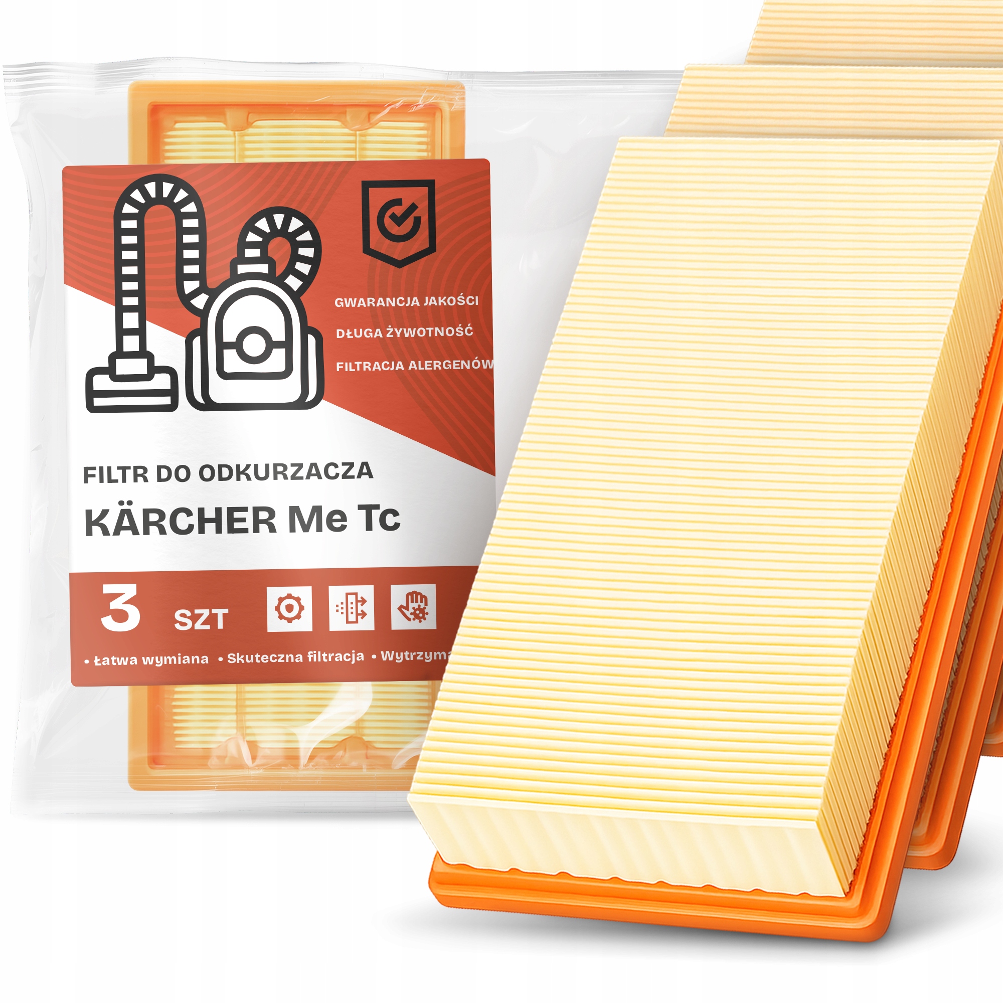 3x Vzduchový Filtr Pro Vysavač Kärcher Me Tc Výkonný Filtr Em-w