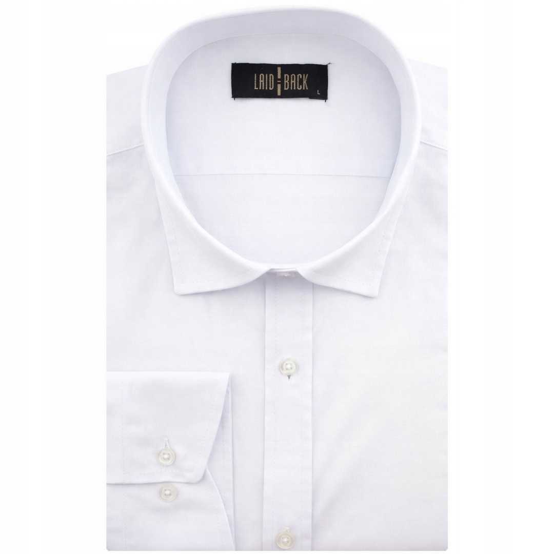 Koszula Męska Wizytowa do garnituru gładka biała Regular L098